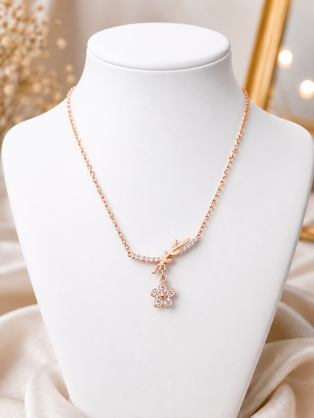 Rose Gold leaf Pendant Necklace