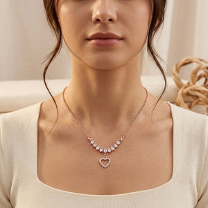 Rose Gold Heart Pendant Crystal Necklace