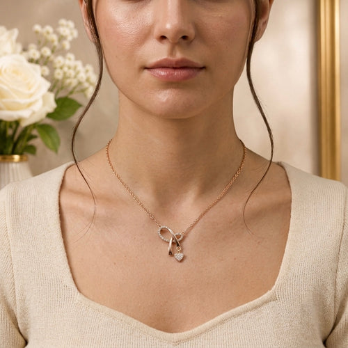 Rose Gold Infinity Heart Pendant Necklace