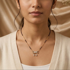Gold & Black Bow Pendant Mangalsutra