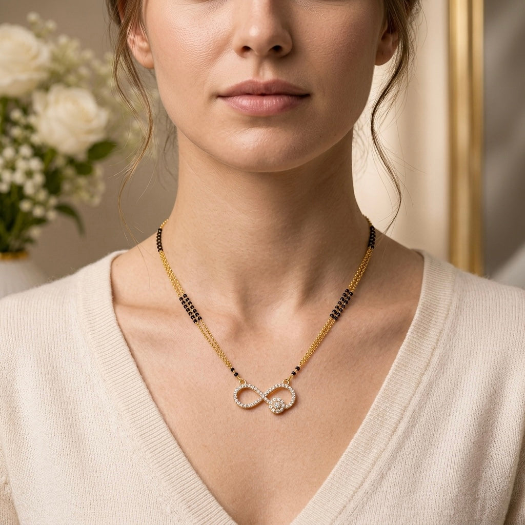 Gold & Black Beaded Infinity Mangalsutra