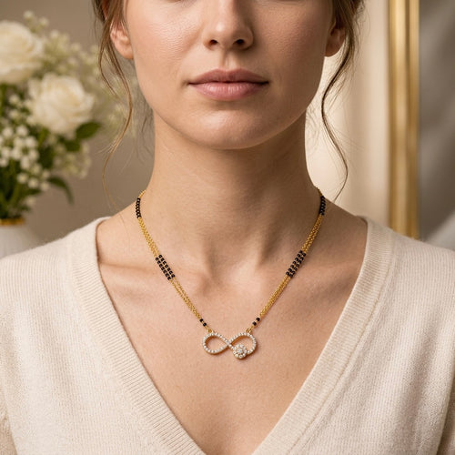 Gold & Black Beaded Infinity Mangalsutra