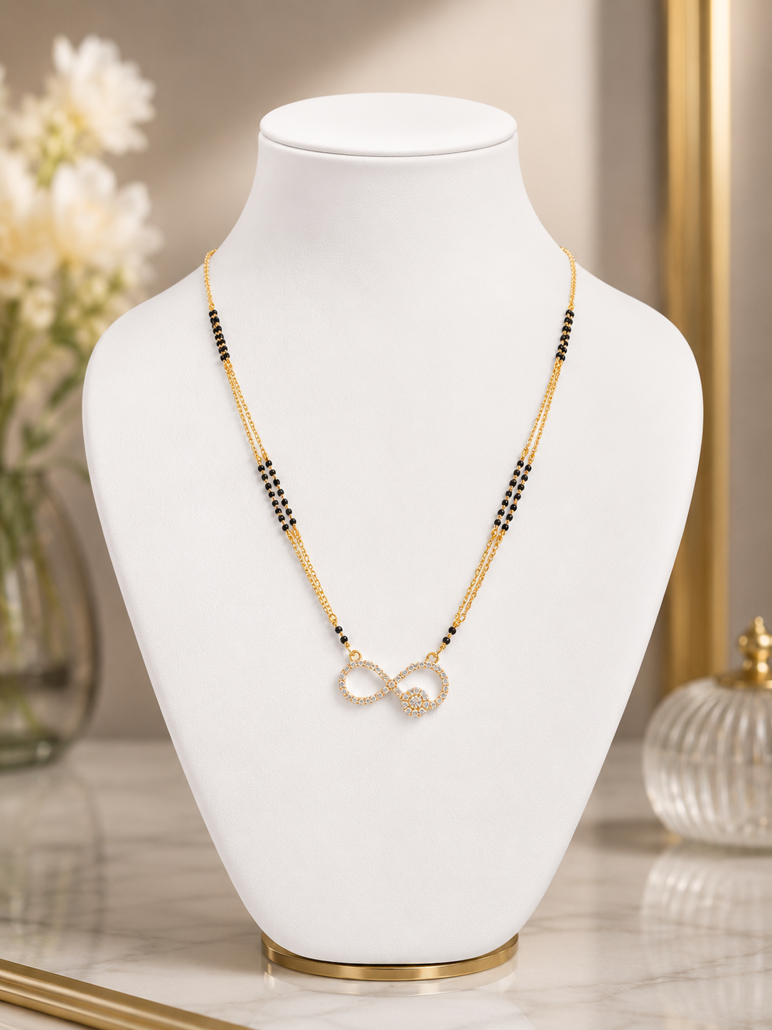 Gold & Black Beaded Infinity Mangalsutra