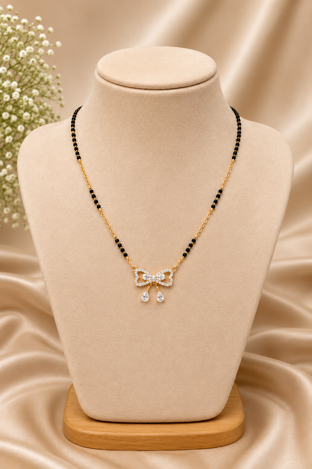 Gold & Black Bow Pendant Mangalsutra